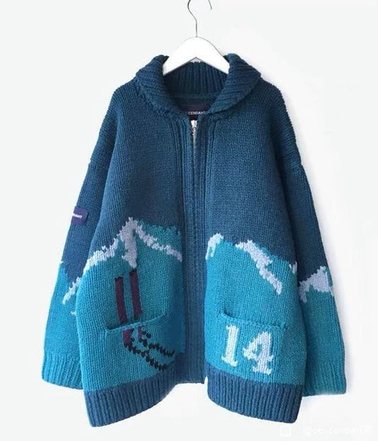 descendant ski cowichan knit sweater jacket