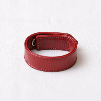 Chrome Hearts 925 Silver Cross Red Leather Bracelet