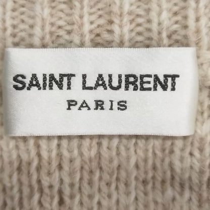 Saint Laurent Beige Ribbed Crew Neck Sweater