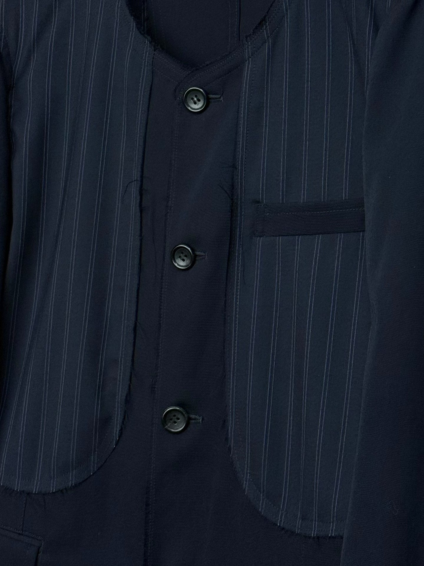 COMME des GARÇONS HOMME PLUS Deconstructed Striped Wool Blazer