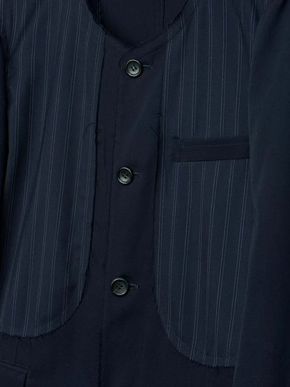COMME des GARÇONS HOMME PLUS Deconstructed Striped Wool Blazer