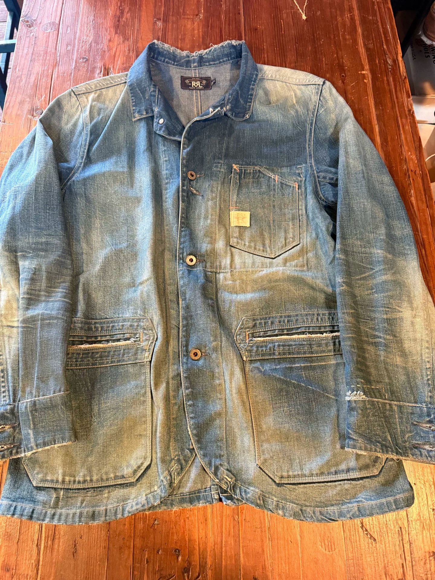 RRL Made in USA Distressed Denim Jacket