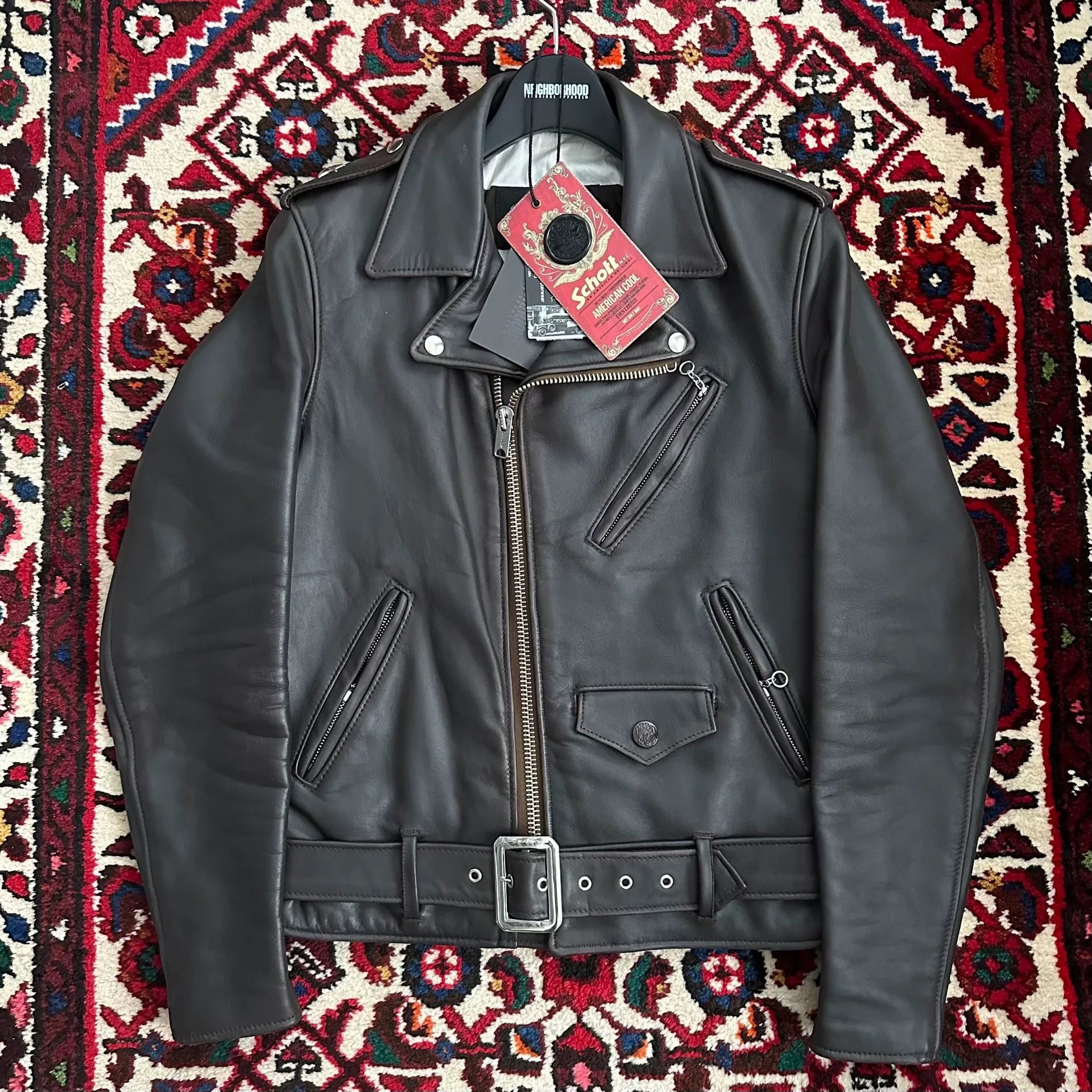 nbhd x schott leather jacket size 36