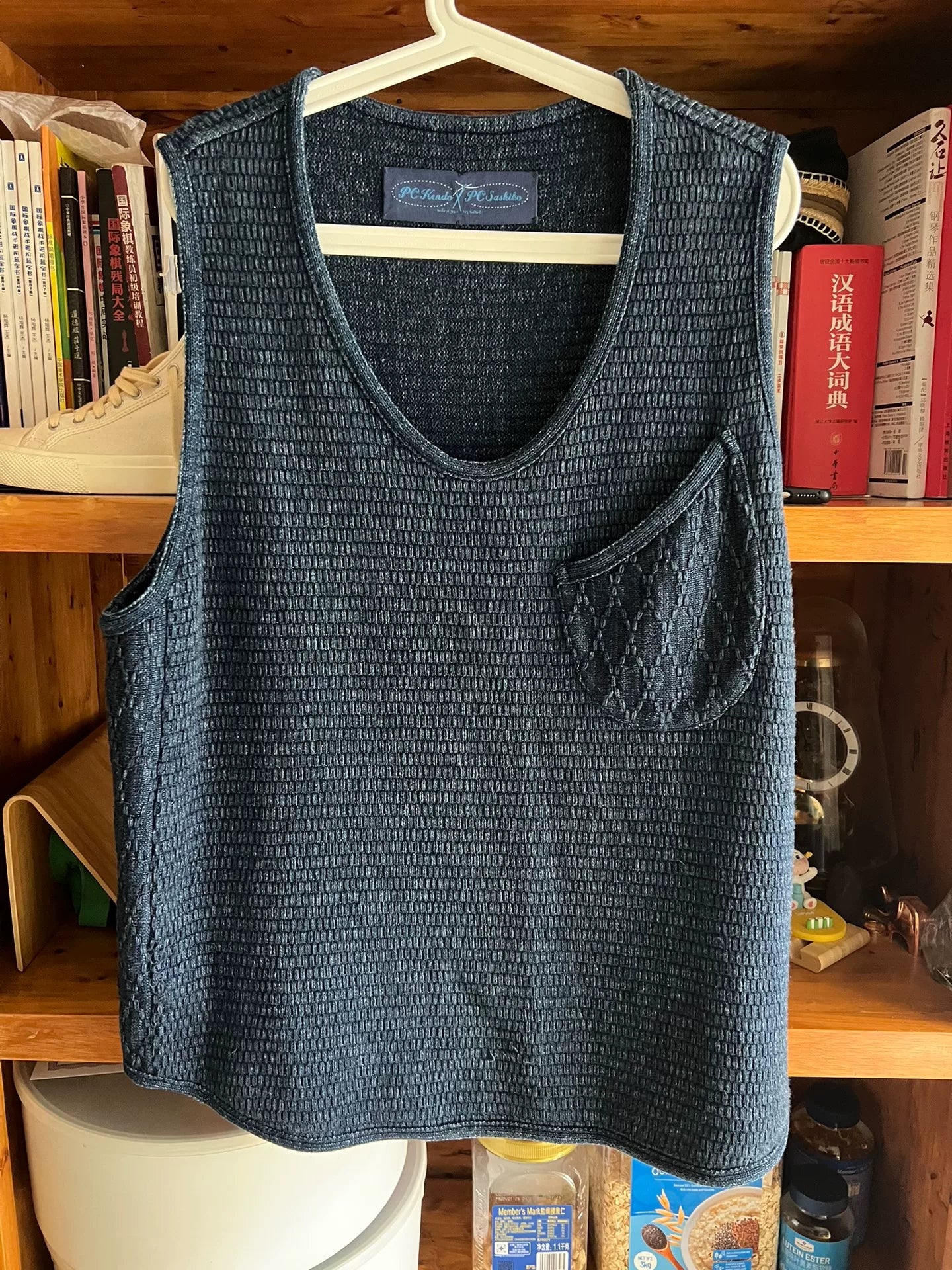 blue sleeveless vest by porter classic