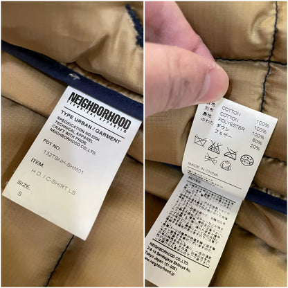 neighborhood puffy shirt jacket with corduroy collar