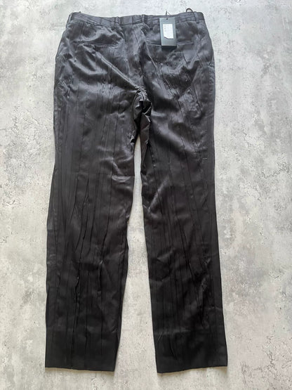 Saint Laurent Pleated Silk Black Trousers