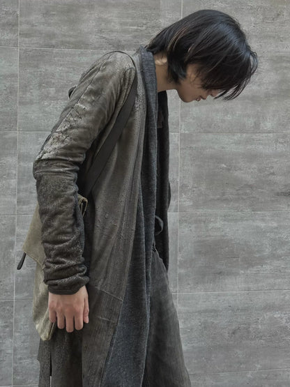 handmade distressed lambskin trench coat