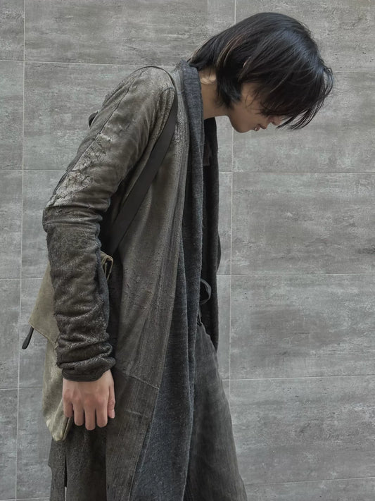 handmade distressed lambskin trench coat