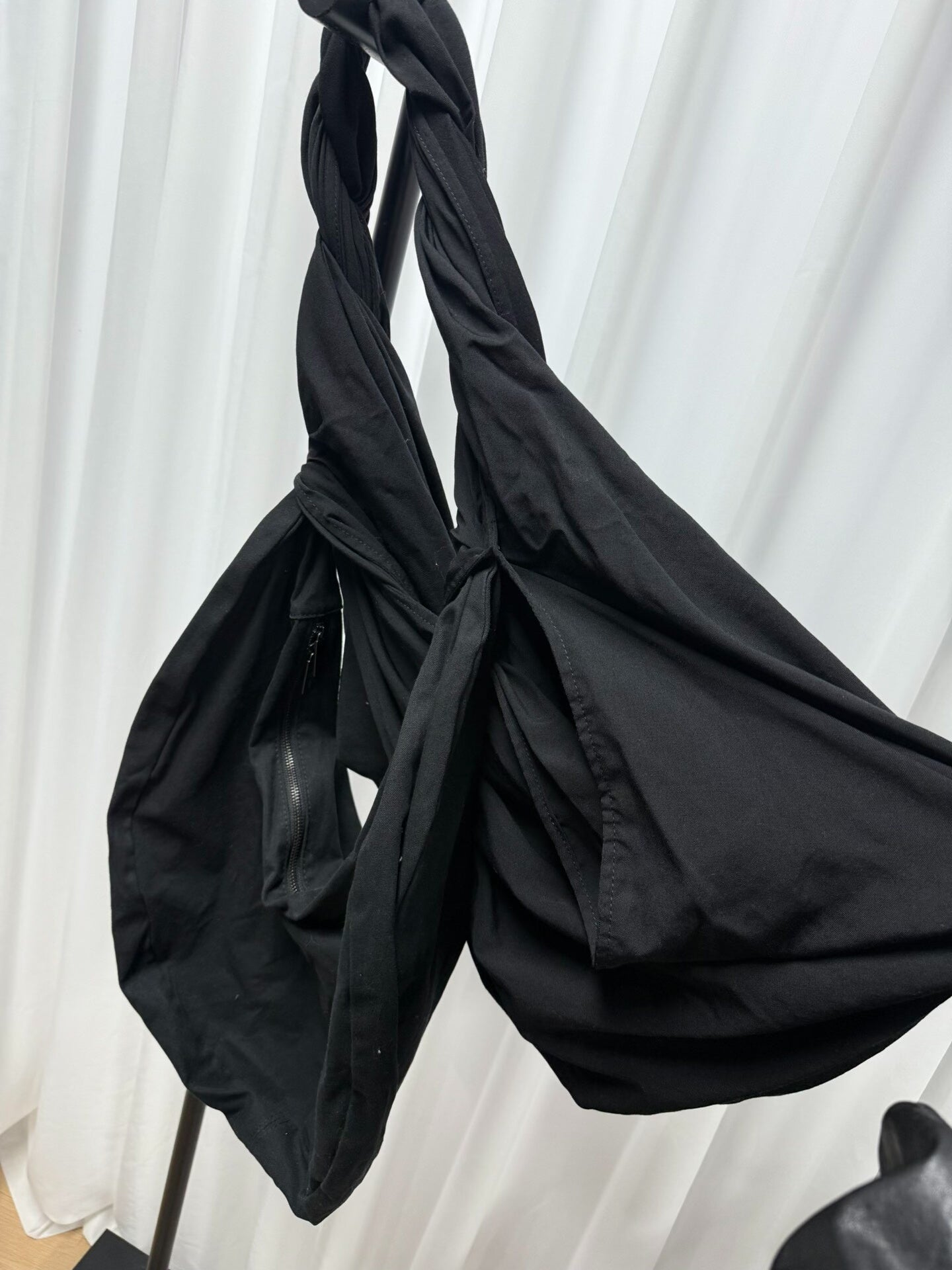 yohji yamamoto double-layered bag with wool