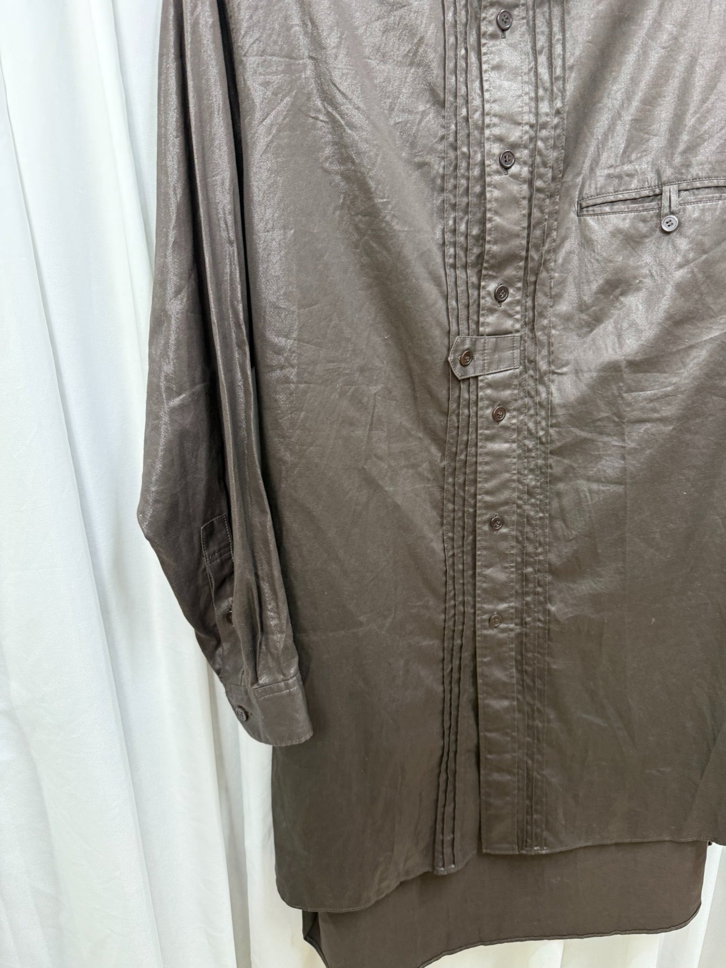 Yohji Yamamoto Pour Homme Coated Waxed Crinkled Shirt