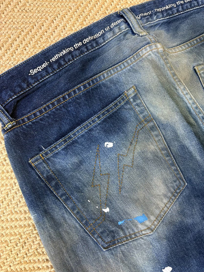 distressed blue starry denim pants