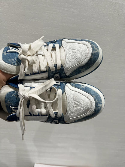 Louis Vuitton Denim Trainer Sneakers for Sale