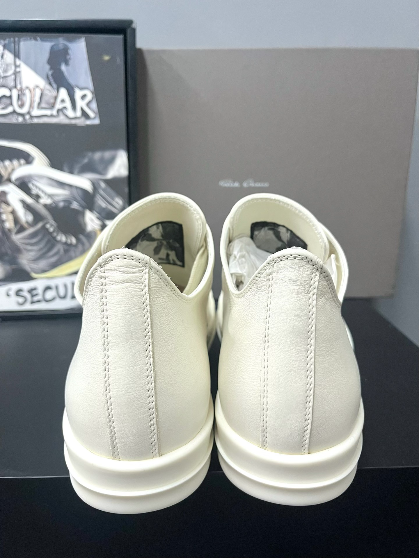 Rick Owens 25SS White Leather Low-Top Sneakers