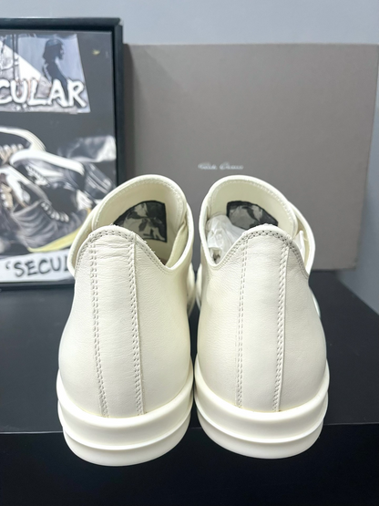 Rick Owens 25SS White Leather Low-Top Sneakers
