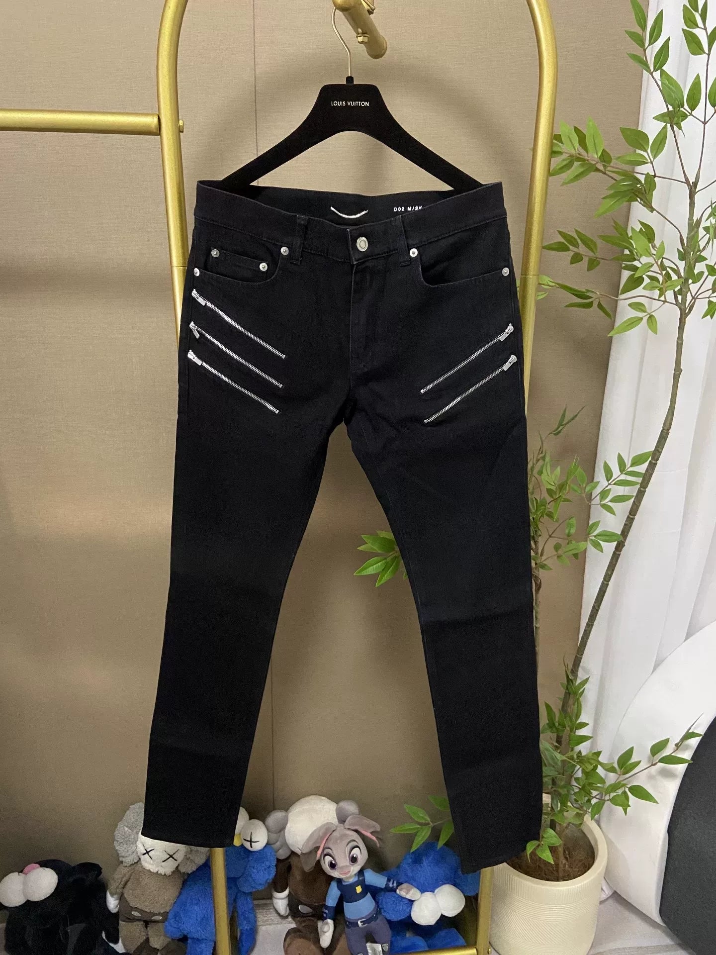 Saint Laurent Five-Zipper Black Jeans