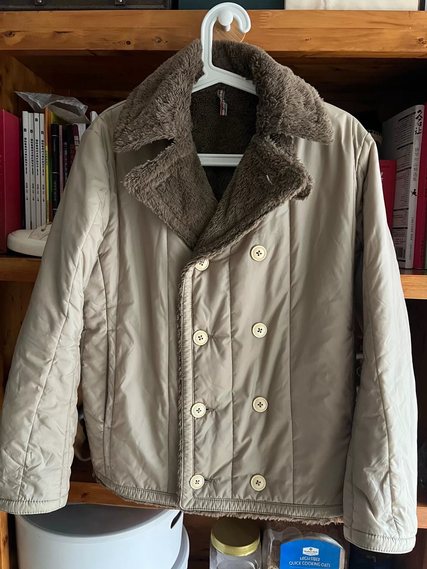 double-breasted cotton outerwear jacket