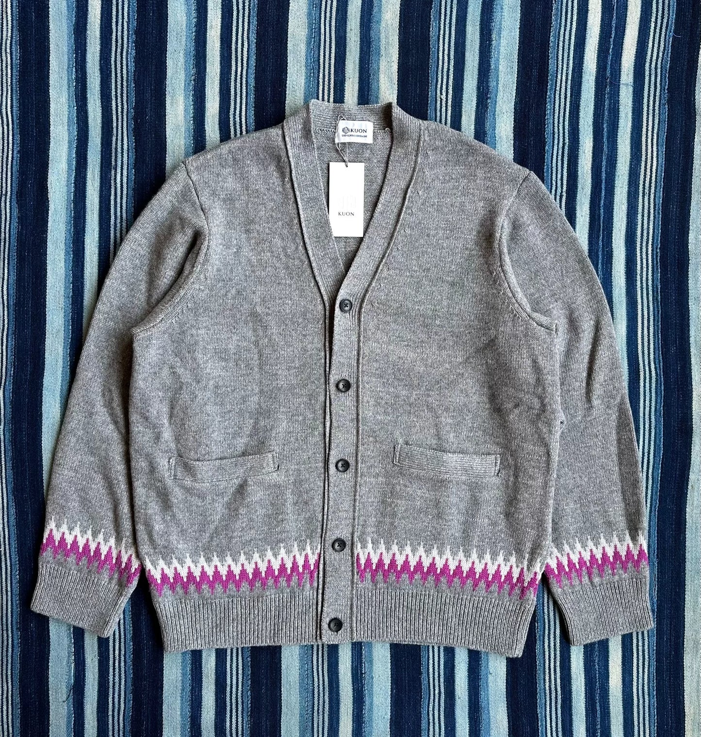 kuon zig-zag dyed cardigan wool blend