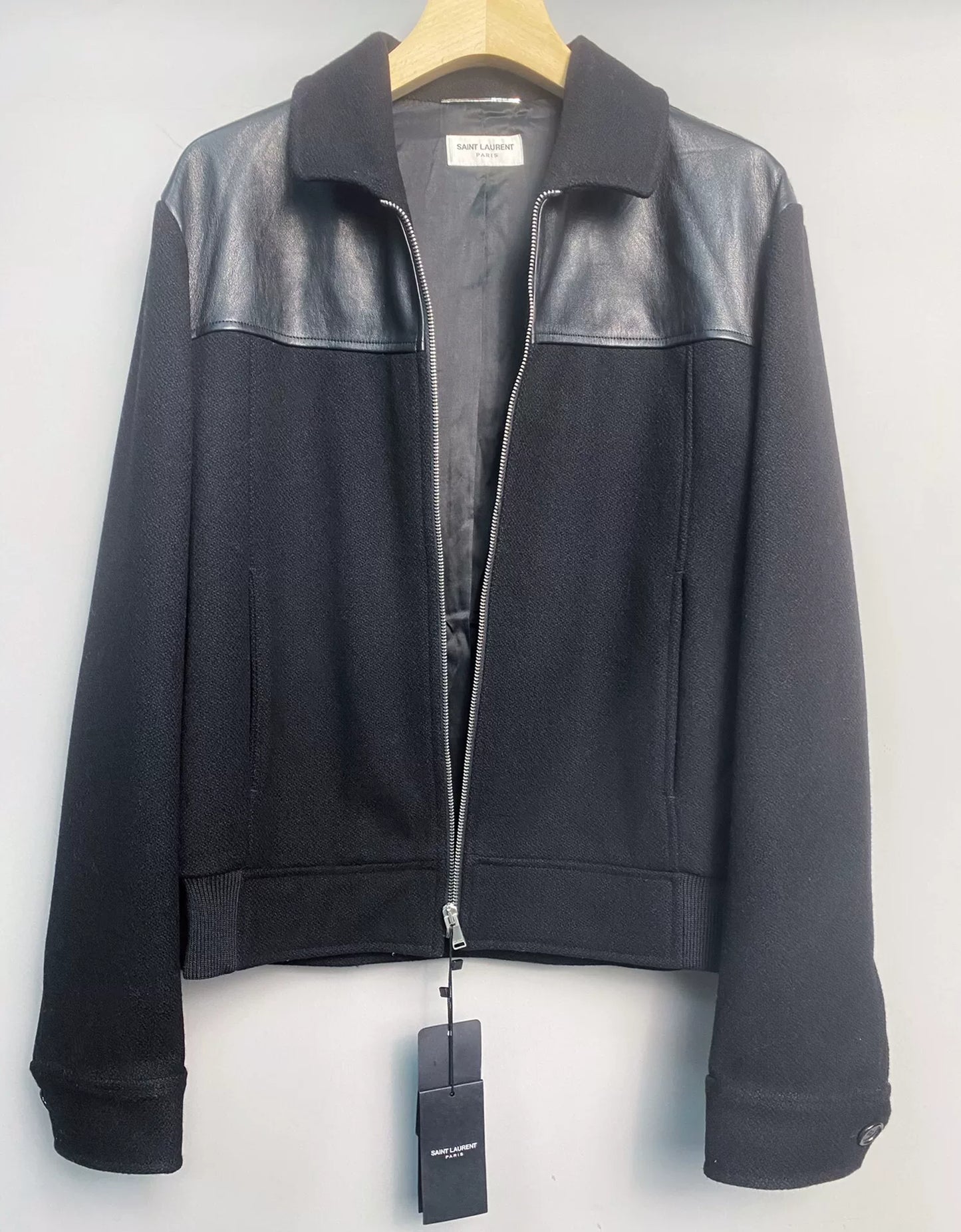 Saint Laurent Men's Leather Panel Jacket