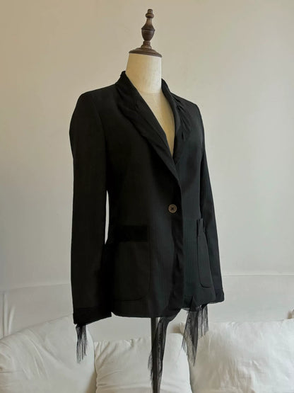 maison margiela black sheer suit jacket