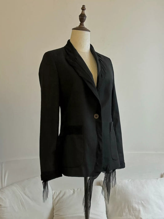 maison margiela black sheer suit jacket