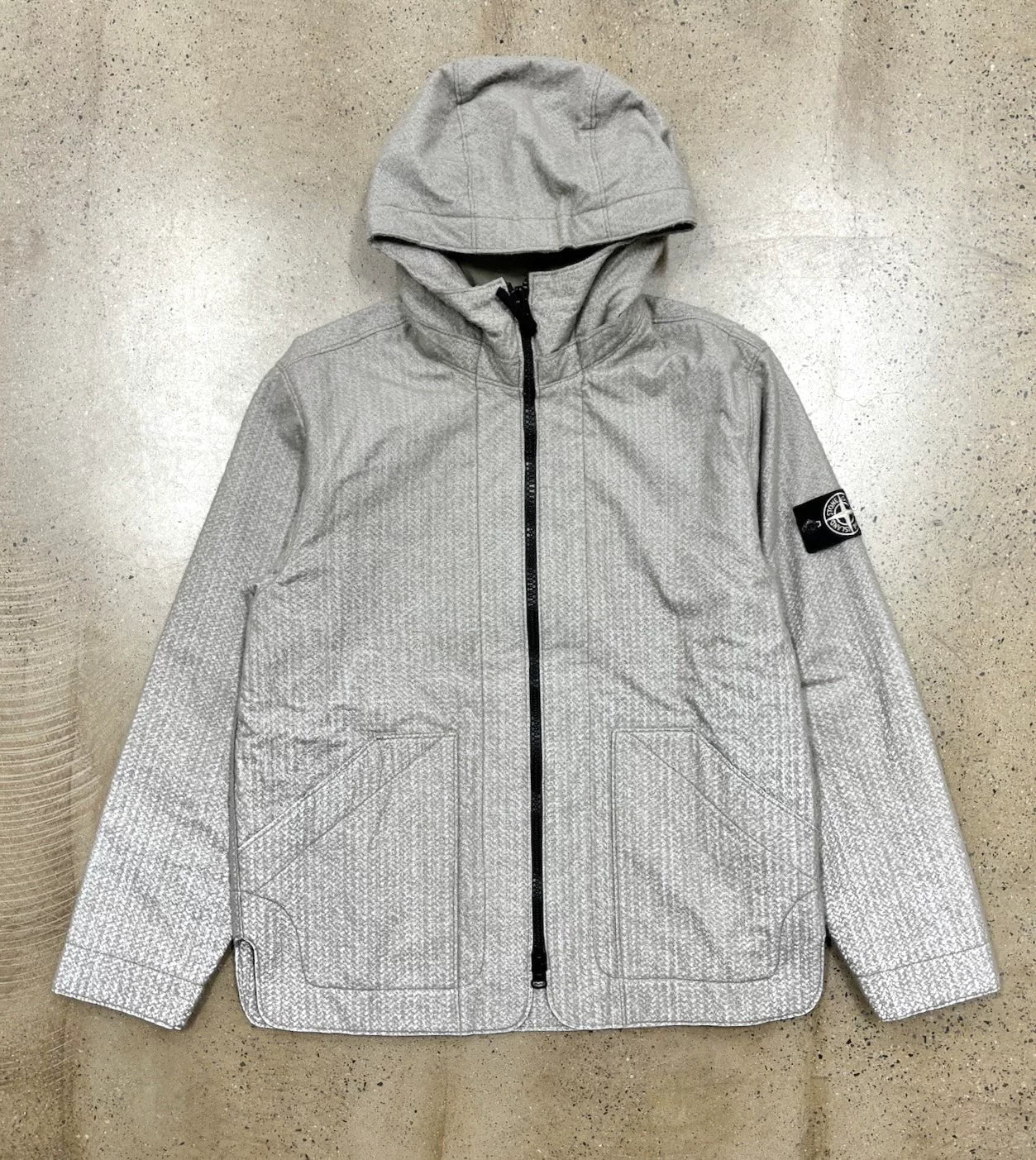 stone island reflective hooded jacket M size