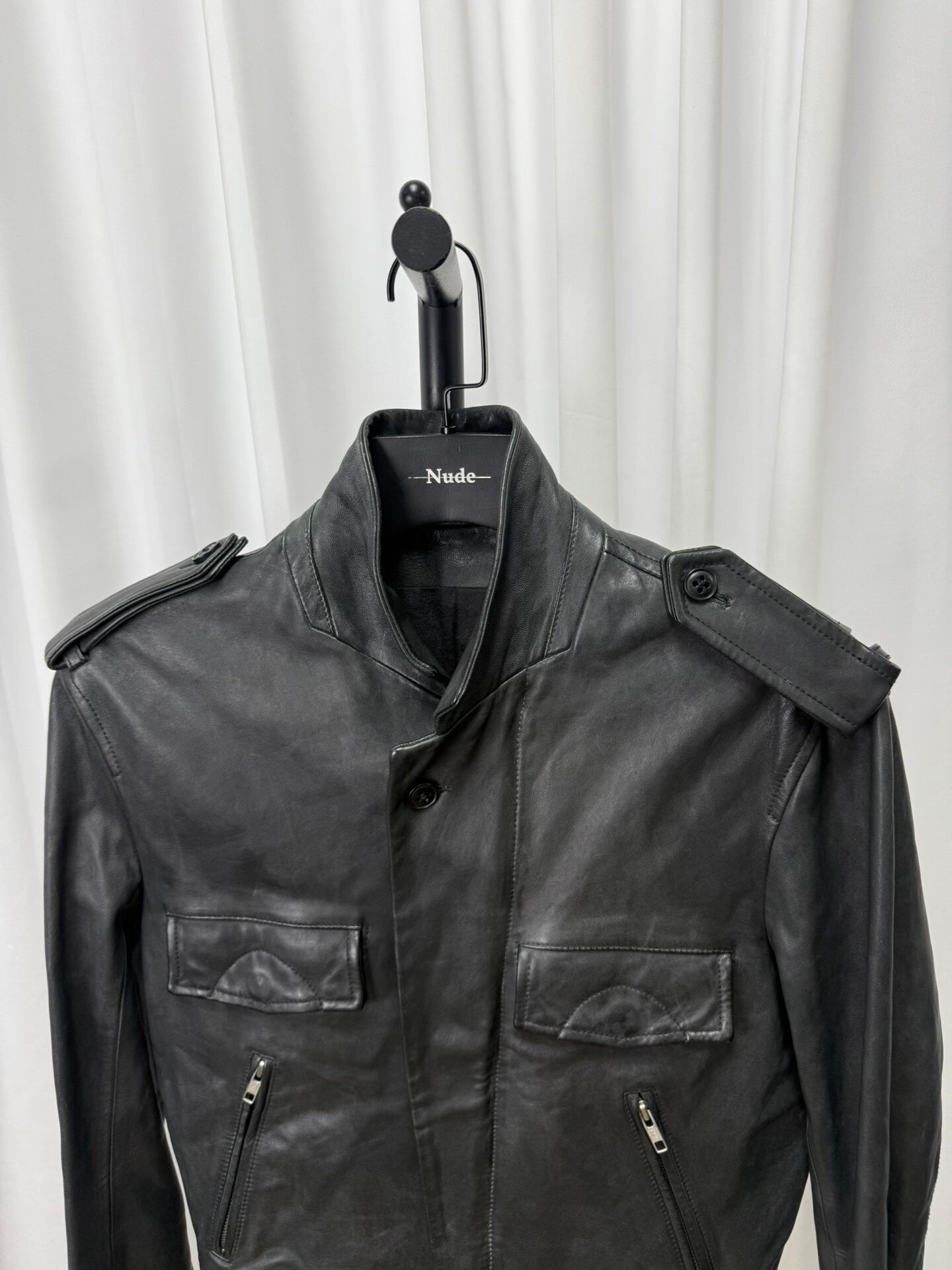 ann demeulemeester long leather jacket size S