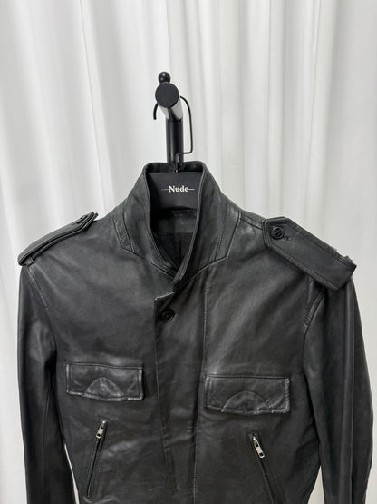 ann demeulemeester long leather jacket size S