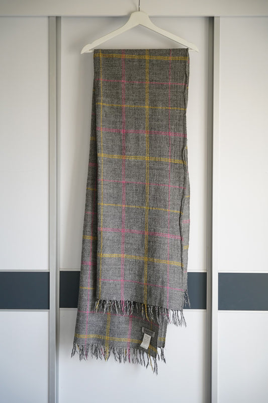 yohji yamamoto vintage plaid fringe scarf