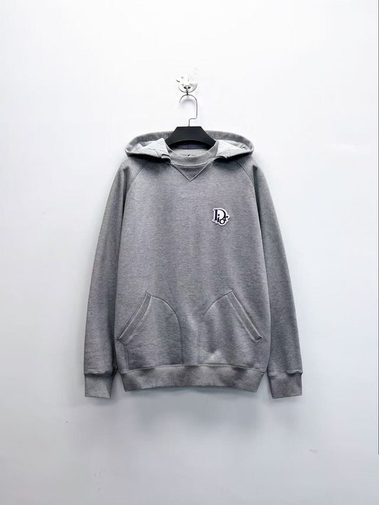 Dior Gray Logo Hoodie with Embroidery