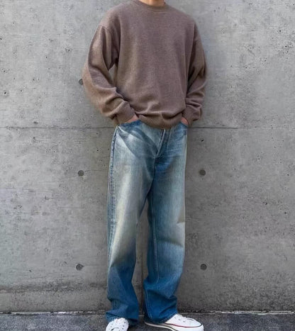 AURALEE Selvedge Faded Heavy Denim Wide Pants