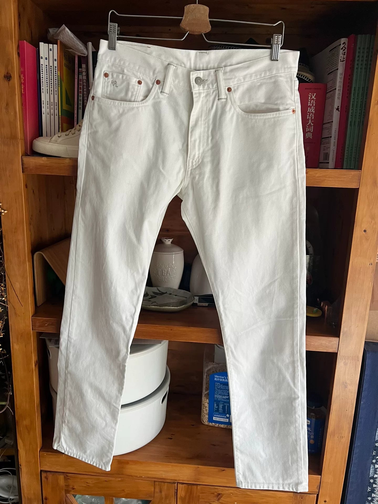 RRL Double RL White Denim Slim Fit Pants