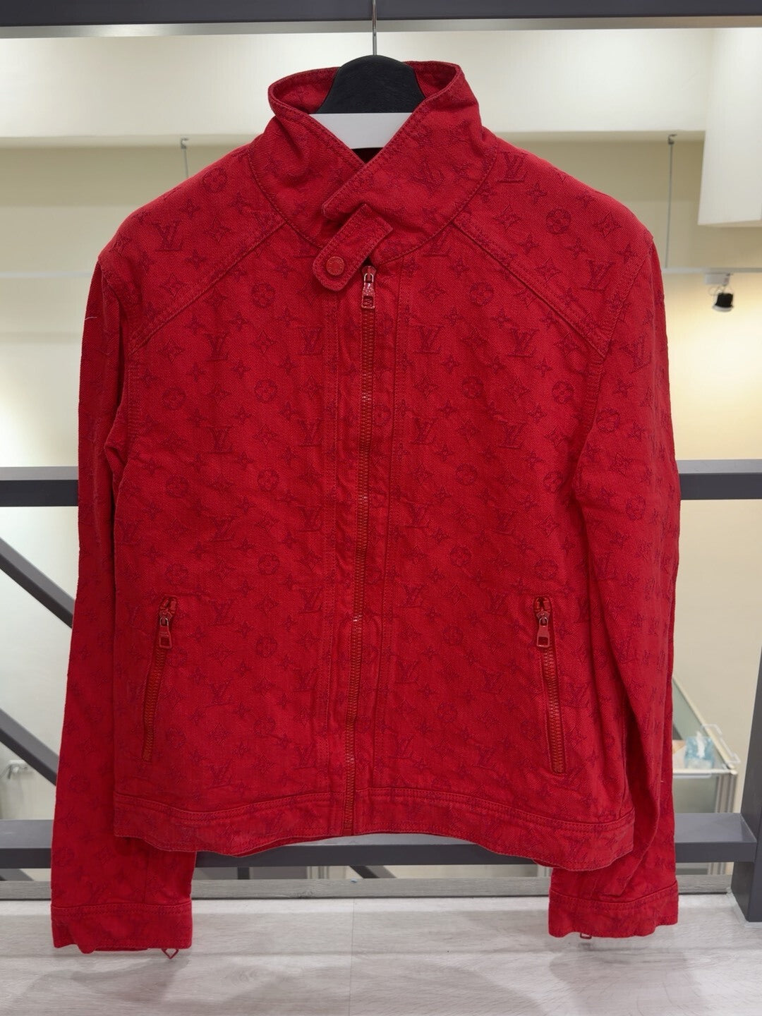 Louis Vuitton Red Logo Denim Jacket