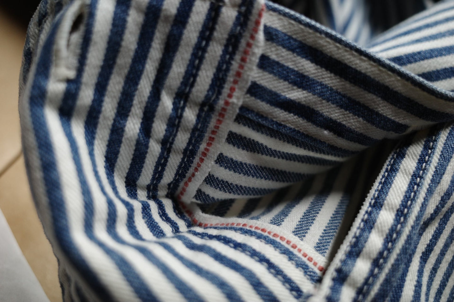 VISVIM Hickory DMGD Striped Denim Shirt