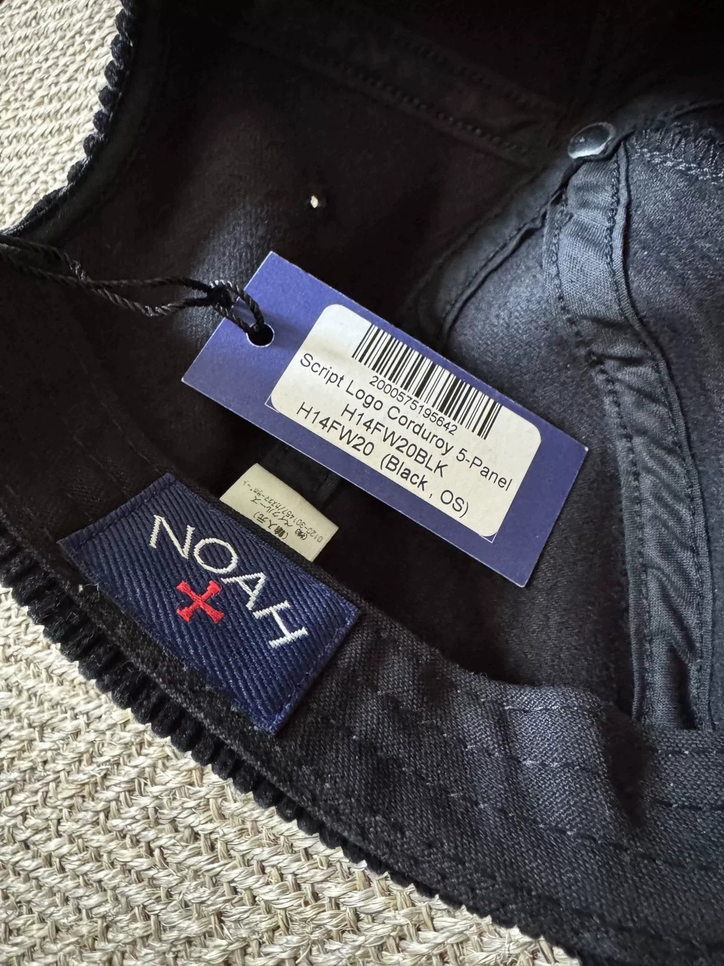 noah script logo corduroy 5-panel cap