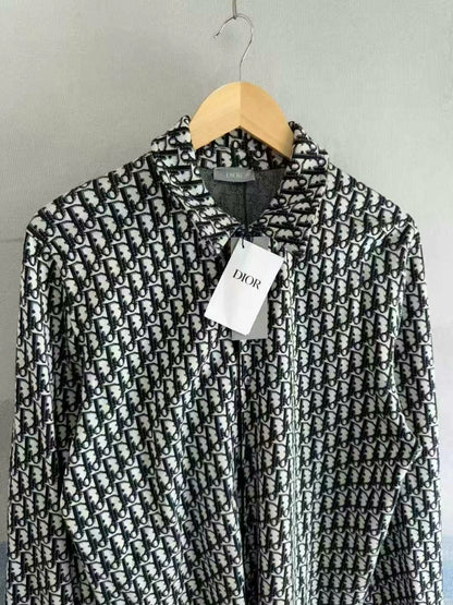 Dior Oblique Navy Cotton Long Sleeve Shirt