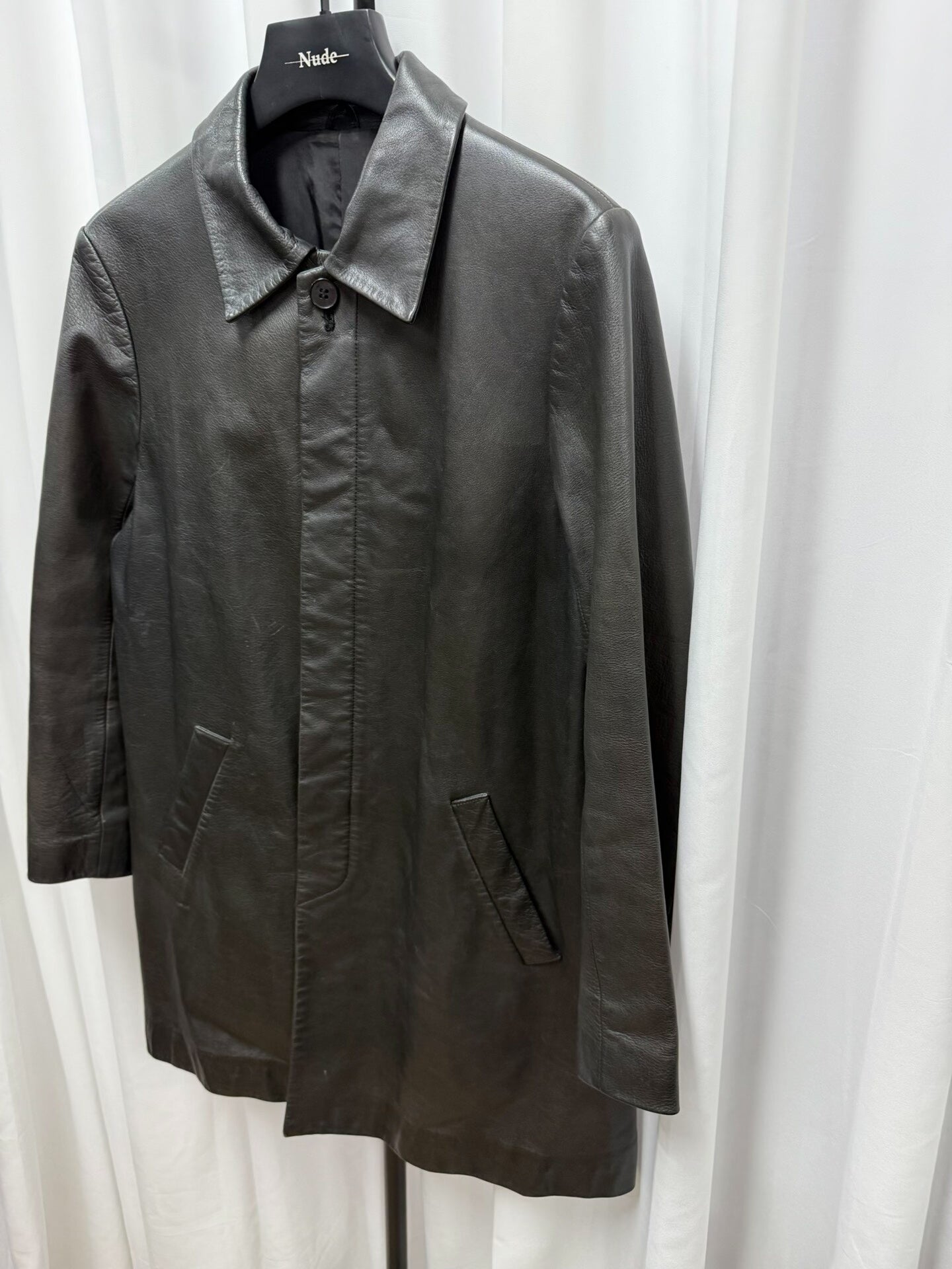 yohji yamamoto y's leather coat in black