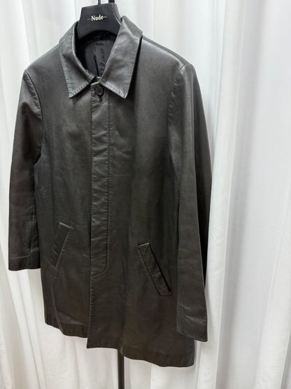 yohji yamamoto y's leather coat in black