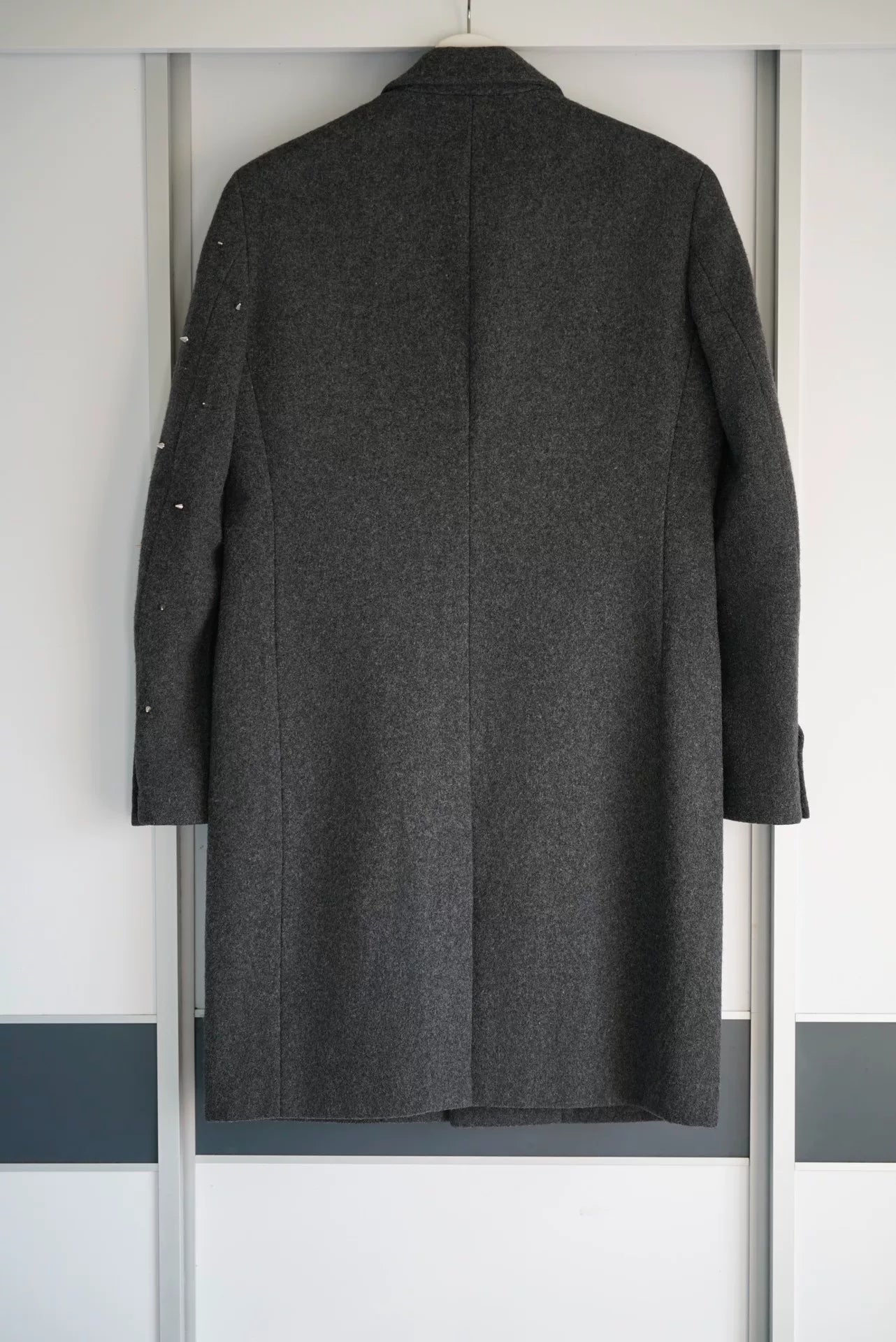 gray wool coat with studs by Sulvam