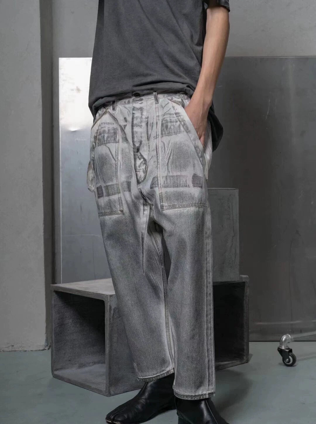 rick owens drkshdw zebra print long pants