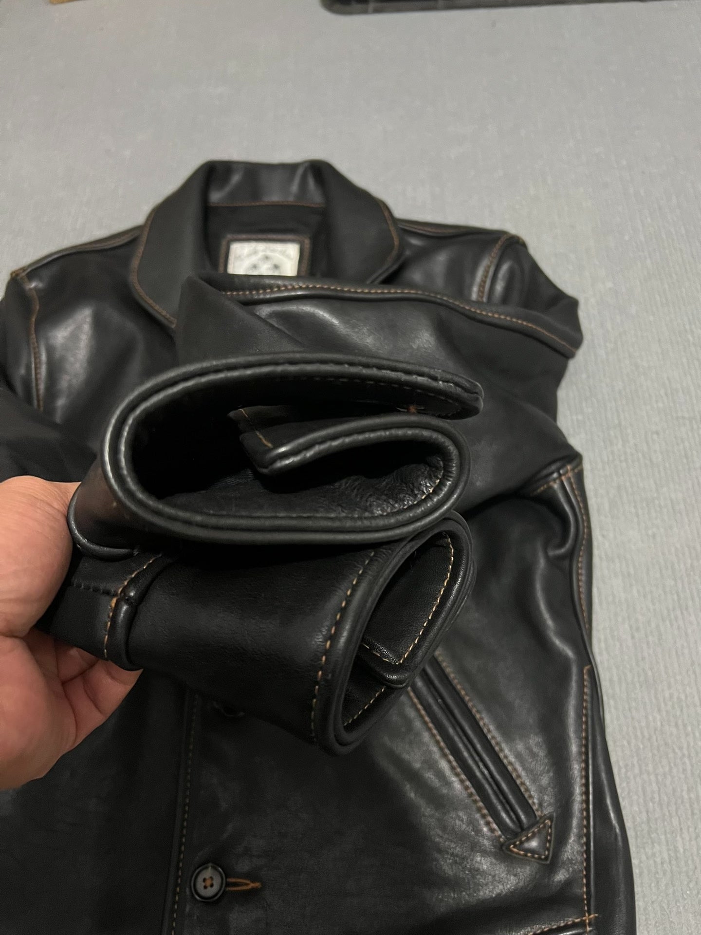 Campus Cowhide Leather Biker Jacket