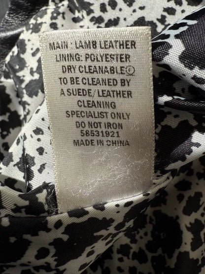 black leather leopard print motorcycle jacket