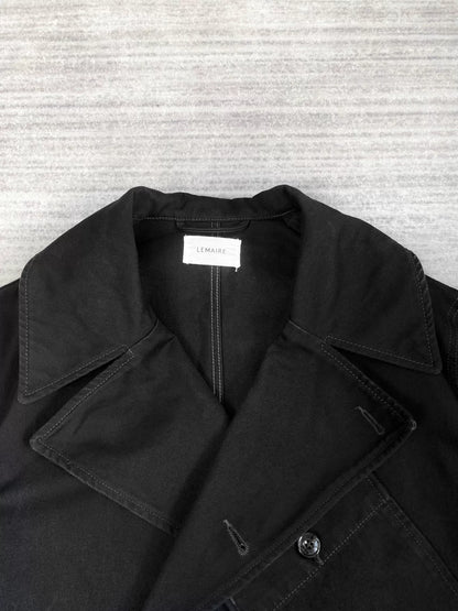 black double-breasted jacket with collar