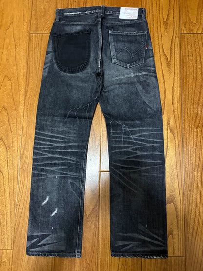 neighborhood lightning washed distressed denim pants