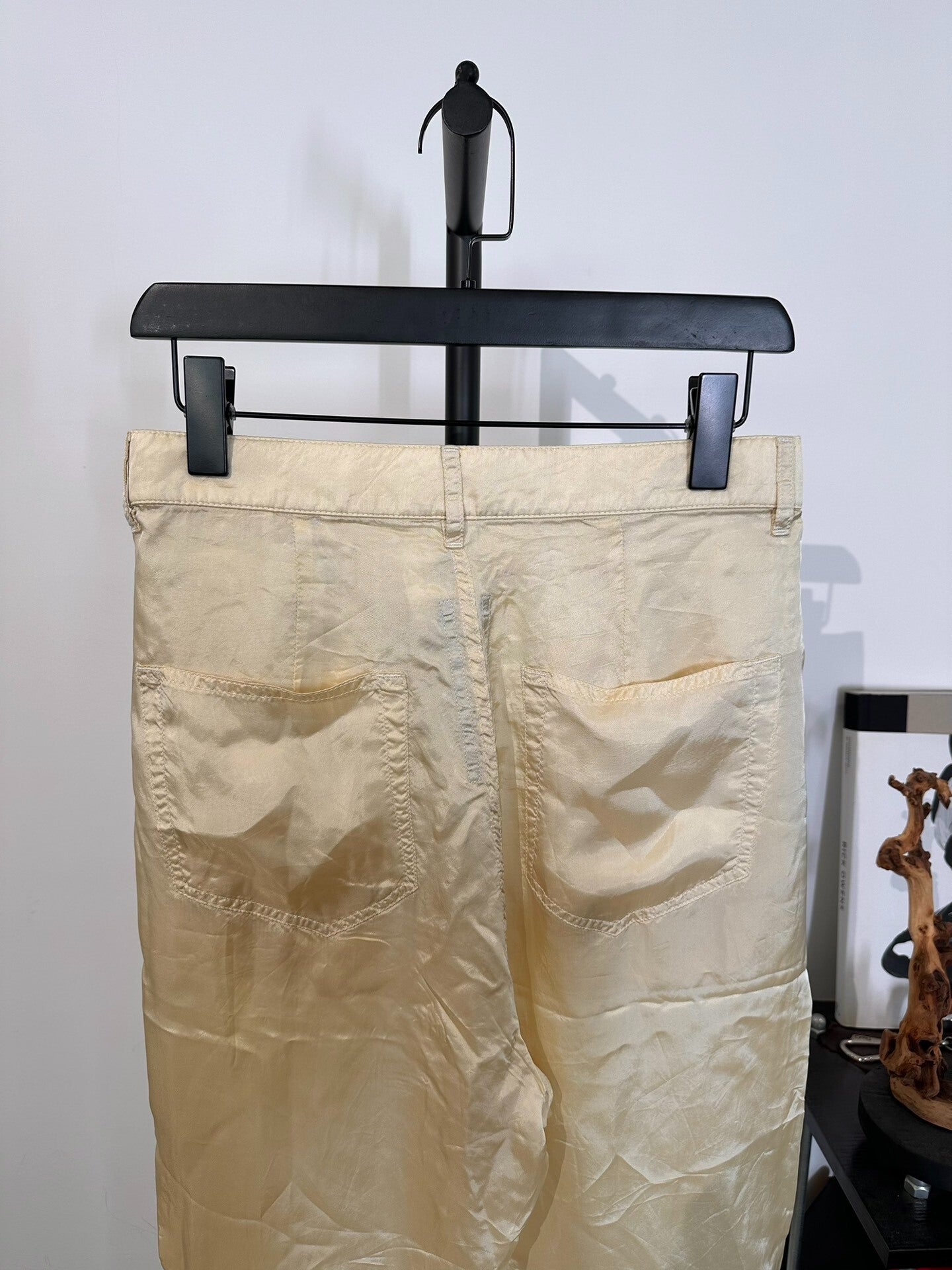 Rick Owens Beige Silk Satin Wide-Leg Pants