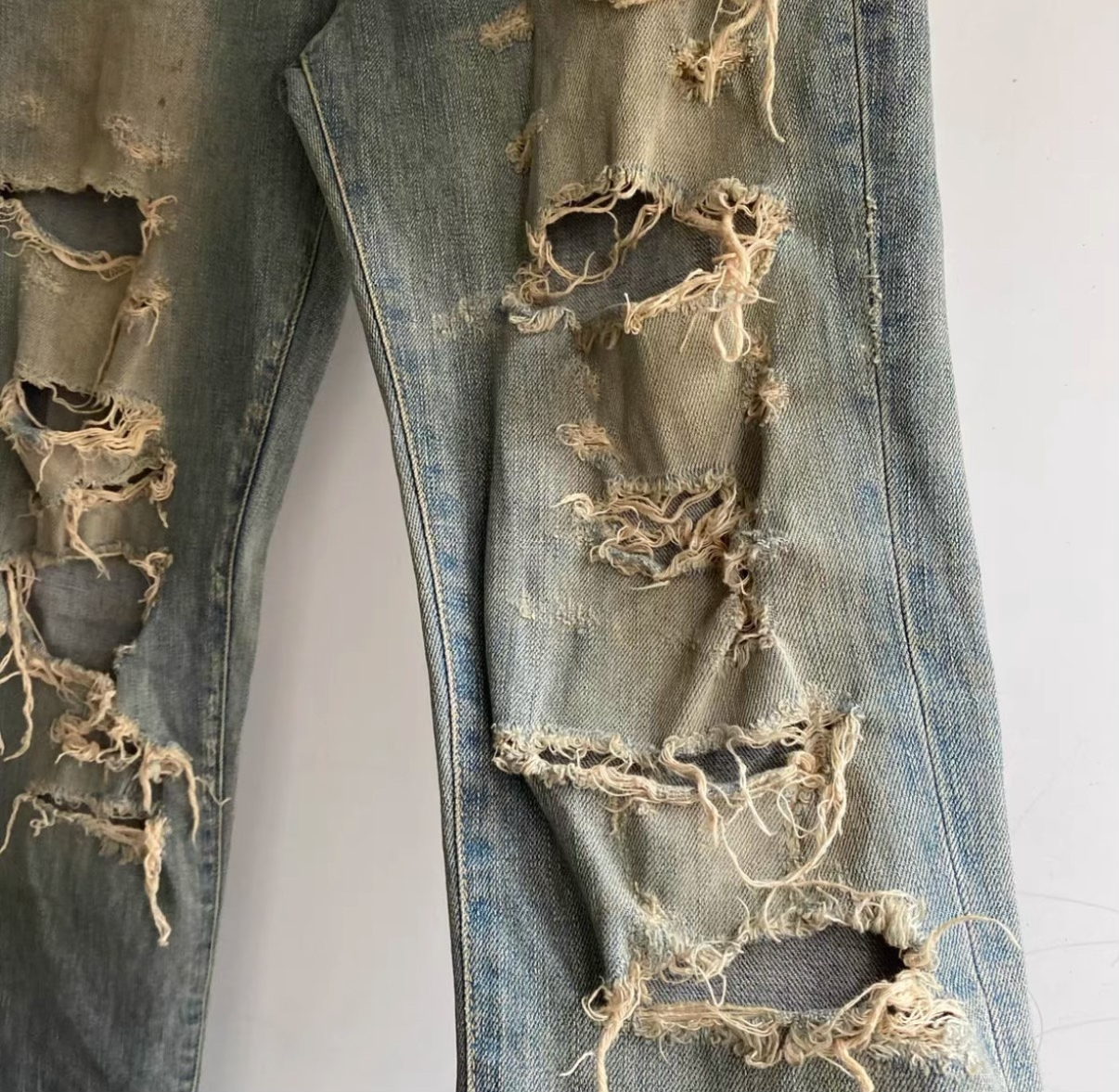 Saint Laurent Distressed Gray Denim Jeans