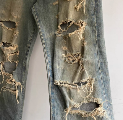 Saint Laurent Distressed Gray Denim Jeans
