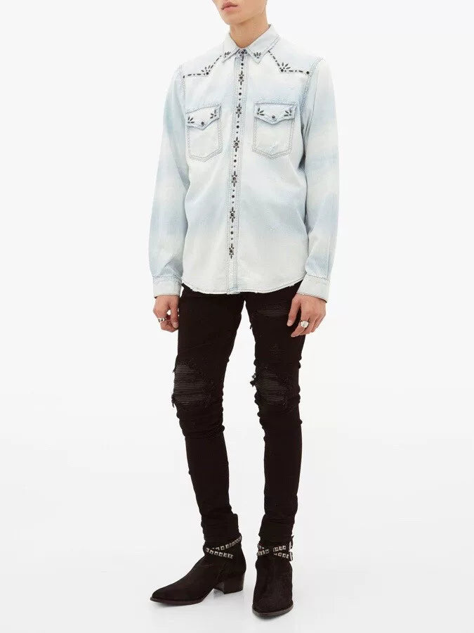 Amiri Distressed Denim Shirt Size S