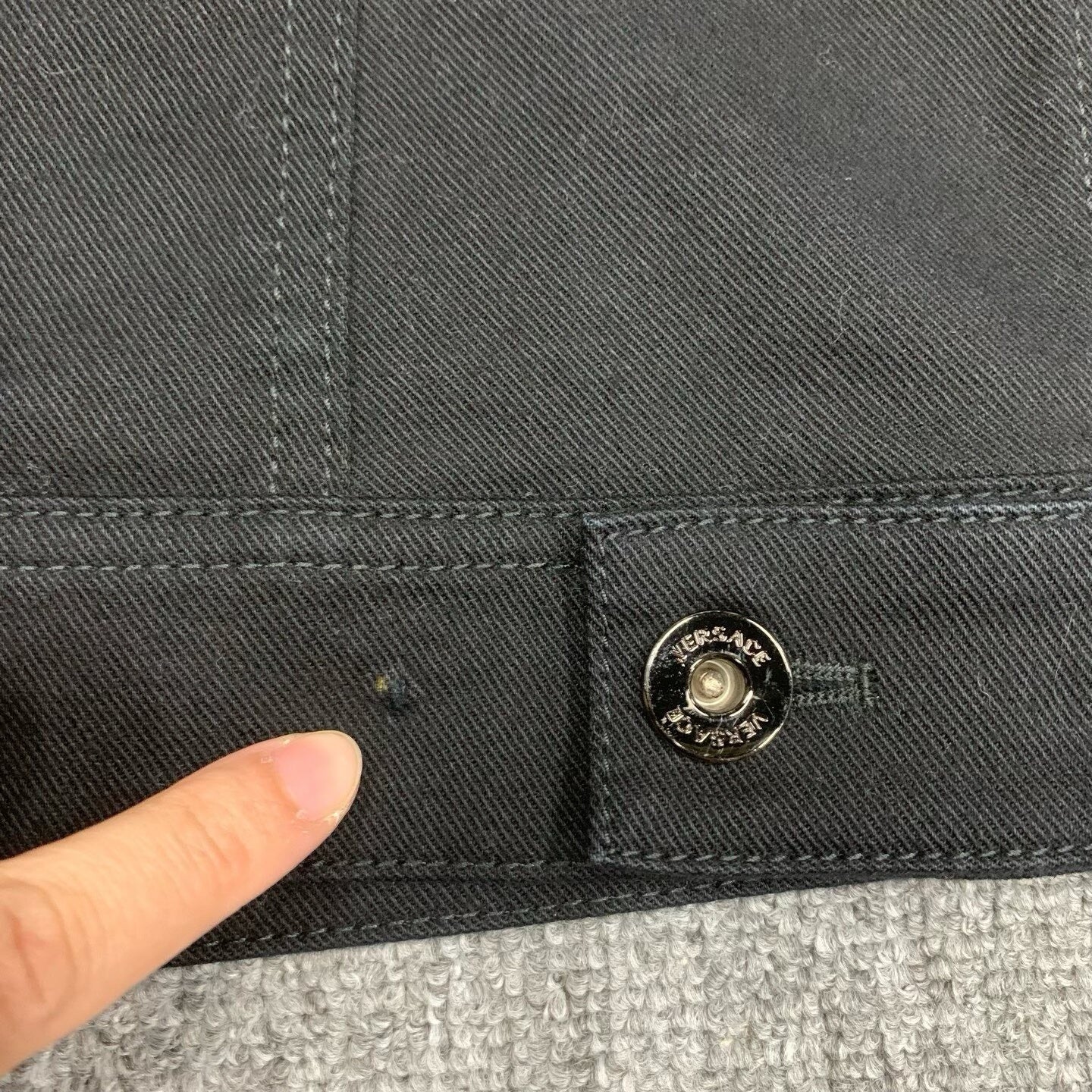 black short denim jacket with logo