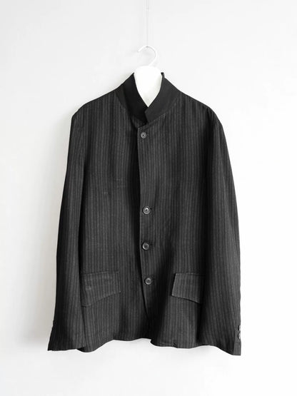 yohji yamamoto striped rayon jacket
