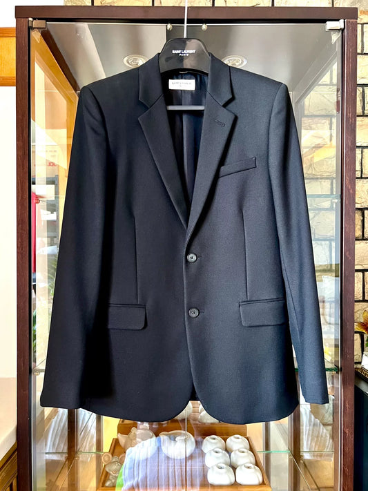 saint laurent black leather blazer